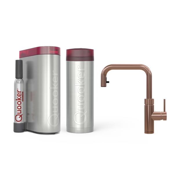 Quooker Flex Square | Reservoirs PRO3 | CUBE | Kupfer Rosé | sofort-Kochend-Wasserhahn